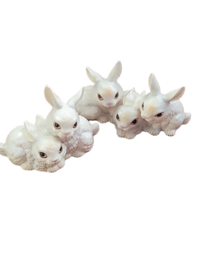 (2) Vintage Goebel Porcelain White Rabbit Figurines, Perfect For Easter